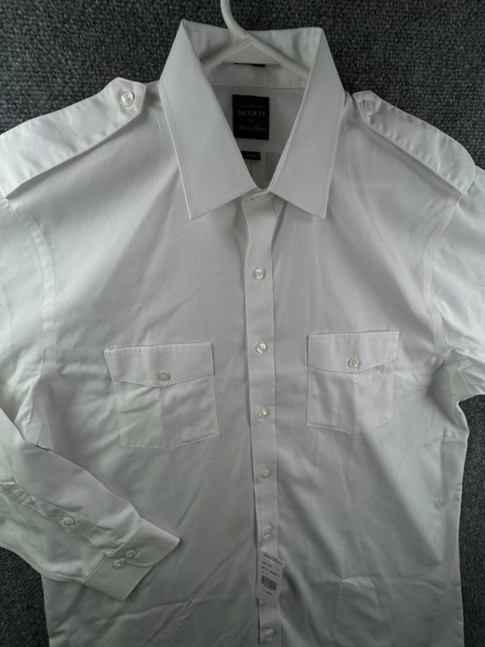 NWT Brooks Brothers For Netjets White 17 36/37 Regular White Button Up Supima